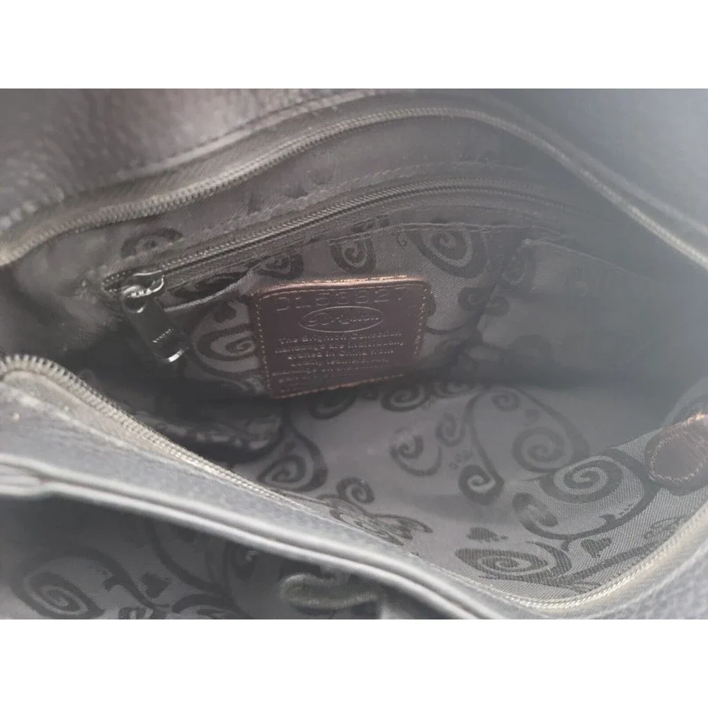 Brighton Black Pebbled Leather Purse Handbag Hobo 2 Compartments Heart w/Case